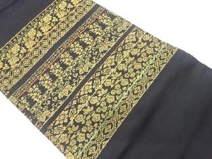 横段に花唐草模様織出し名古屋帯